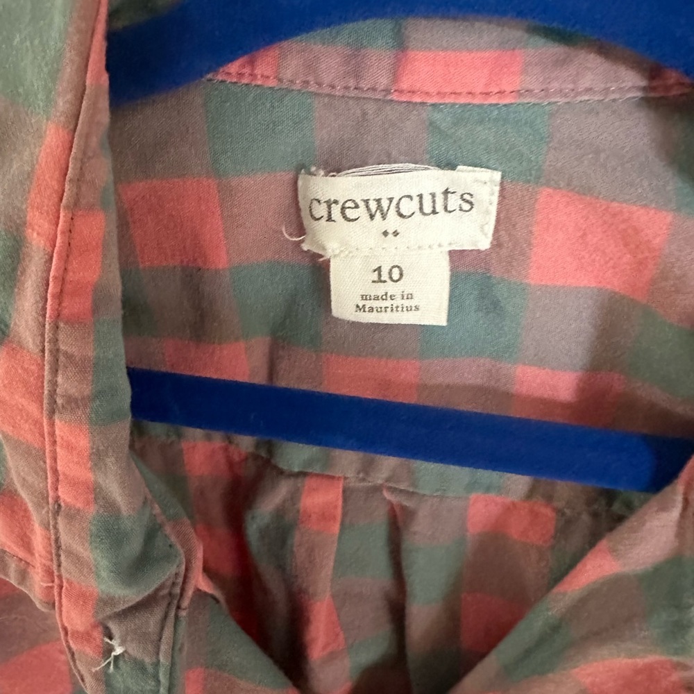 Crewcuts pink and grey button up shirt!